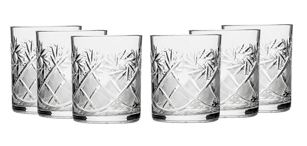 Set of 6 Vintage Cut Crystal Scotch Whiskey Glasses 11 oz, DOF Glassware (Rocks Glass)