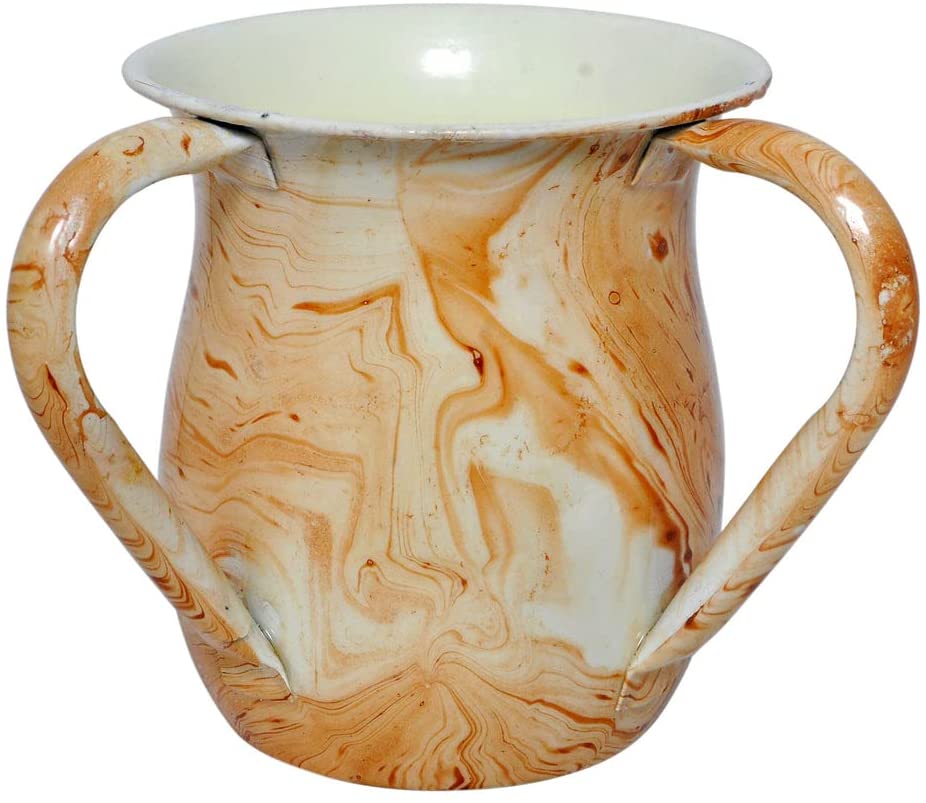 (D) Judaica Stainless Steel Wash Cup with Stone Decor