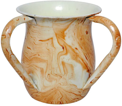 (D) Judaica Stainless Steel Wash Cup with Stone Decor