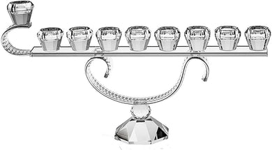 (D) Judaica Elegant Crystal Menorah for Oil Chanukah Holiday Decor