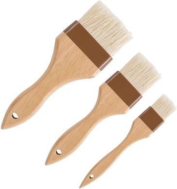 Wooden Flat Brushes for Baking 1-Inch, 2-Inch, 3-Inch, Bakeware Set of (3 PC)