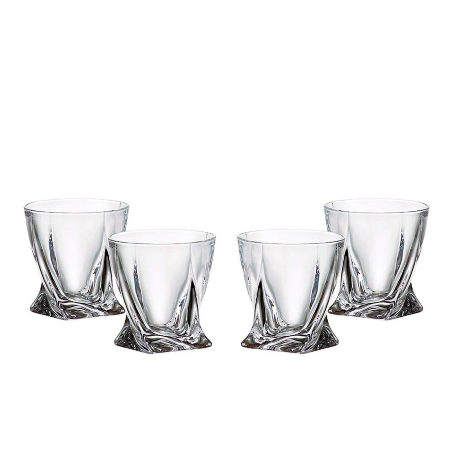 Gifts Plaza Diamond Glass Set: Handcrafted Elegance in Clear Soda Lime Glass (4)