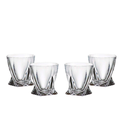 Gifts Plaza Diamond Glass Set: Handcrafted Elegance in Clear Soda Lime Glass (4)