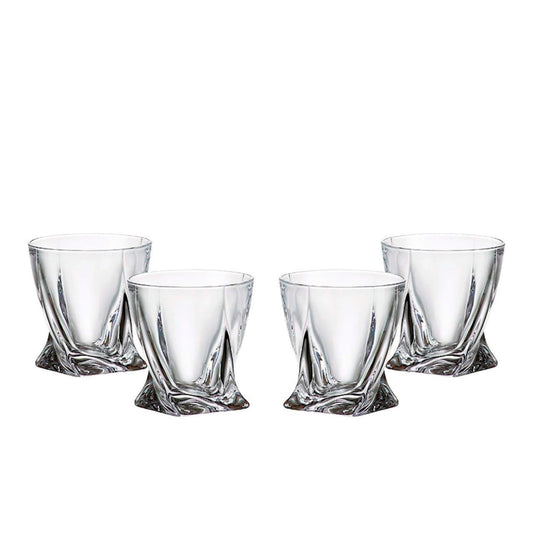 Gifts Plaza Diamond Glass Set: Handcrafted Elegance in Clear Soda Lime Glass (4)