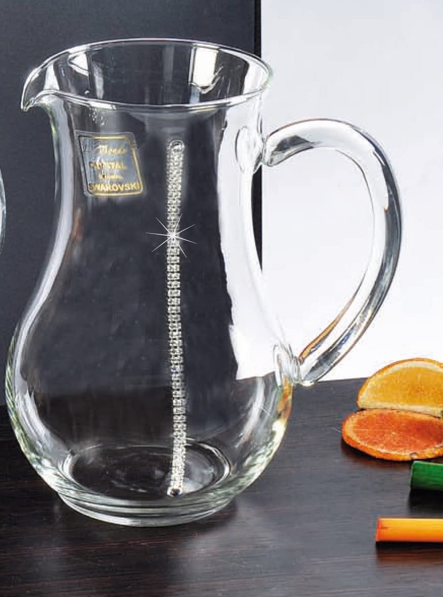 Le Monde Cadeaux, 48 Oz Swarovski Jeweled Crystal Carafe Pitcher For Drinks