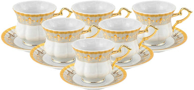 Royalty Porcelain 12 Pc Tulip Shaped Coffee Demi Set, Premium Bone China