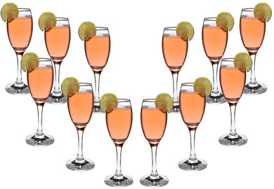 Tall Stemmed Wine Glasses Set 6 Oz, Modern Crystal Clear Flutes, Glassware 12pc