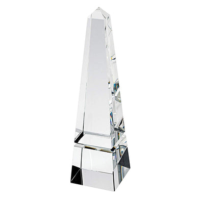 (D) Elegant Glass Figurines, Handcrafted Crystal Obelisk 10 in, Souvenir