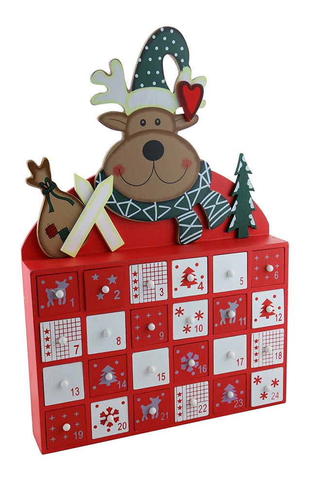 (D) Handcrafted Christmas Decor Moose Advent Calendar 16x11 Inch