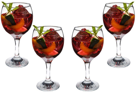 Cheerful Stemmed Wine Glasses Set 9 Oz, Crystal Clear Goblets, Glassware 4pc