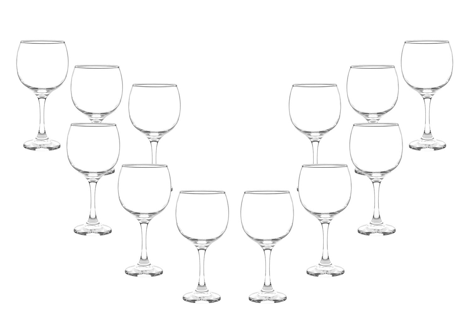 Premiere Stemmed Wine Glasses Set 12.5 Oz, Modern Crystal Clear Goblets (12)
