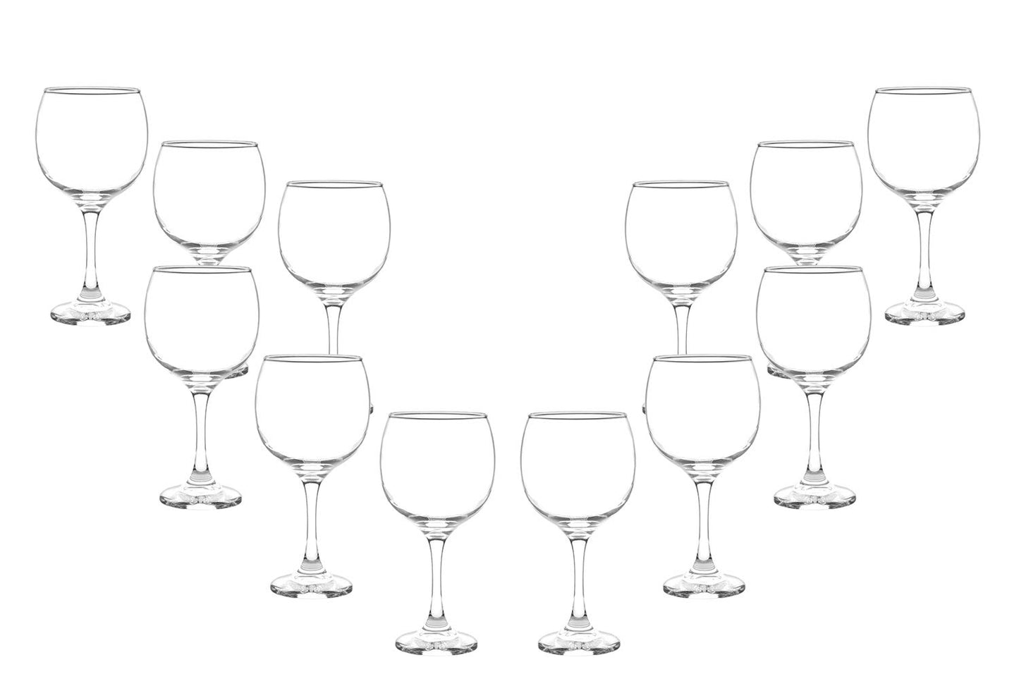 Premiere Stemmed Wine Glasses Set 12.5 Oz, Modern Crystal Clear Goblets (12)