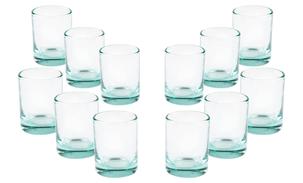 D) Small Farmhouse Drinking Short Glasses Set of 12, Crystal Clear