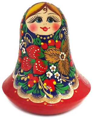 (D) Russian Souvenirs Red Rolly Polly Doll with Sound Nevalyashka Motrona