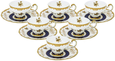 Royalty Porcelain 12pc Miniature Espresso Coffee Sets White with Gold Flowers