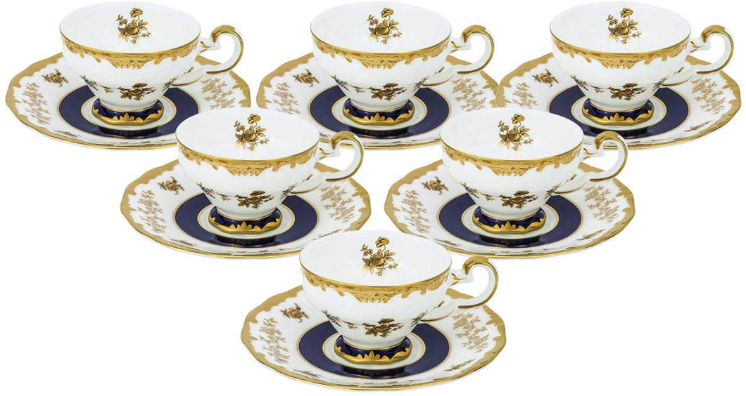 Royalty Porcelain 12pc Miniature Espresso Coffee Sets White with Gold Flowers