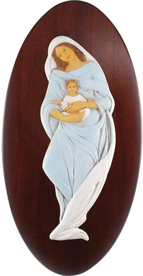 (D) Religious Gift Madonna and Child Catholic Icon Brown Wall Front Decor 11x5''