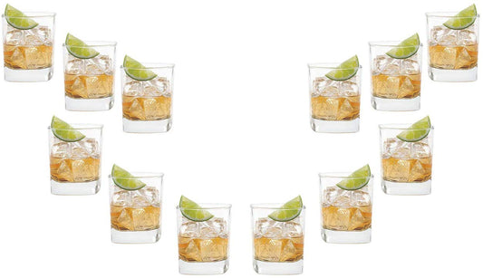 Schubert Rocks Stemless Whiskey Glasses 10.5 Oz, Modern Glassware Set of (12)