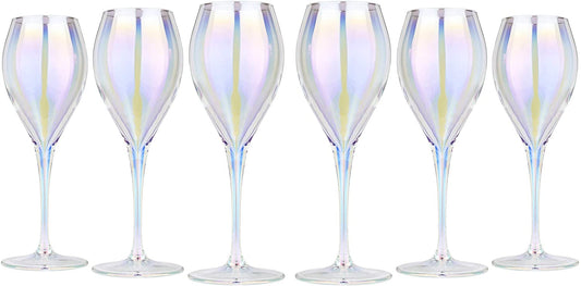 Wine Glass Tulip Shaped Glasses Goblets ' Lilac' 6-pc Hand Blow