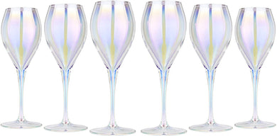 Wine Glass Tulip Shaped Glasses Goblets ' Lilac' 6-pc Hand Blow