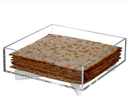 (D) Judaica Lucite Square Matzah Plate Acrylic Bowl For Matza