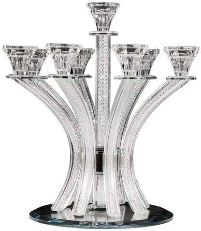 (D) Judaica Crystal Candelabra with Inner Net Design 9 Arms