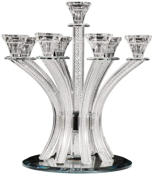 (D) Judaica Crystal Candelabra with Inner Net Design 9 Arms