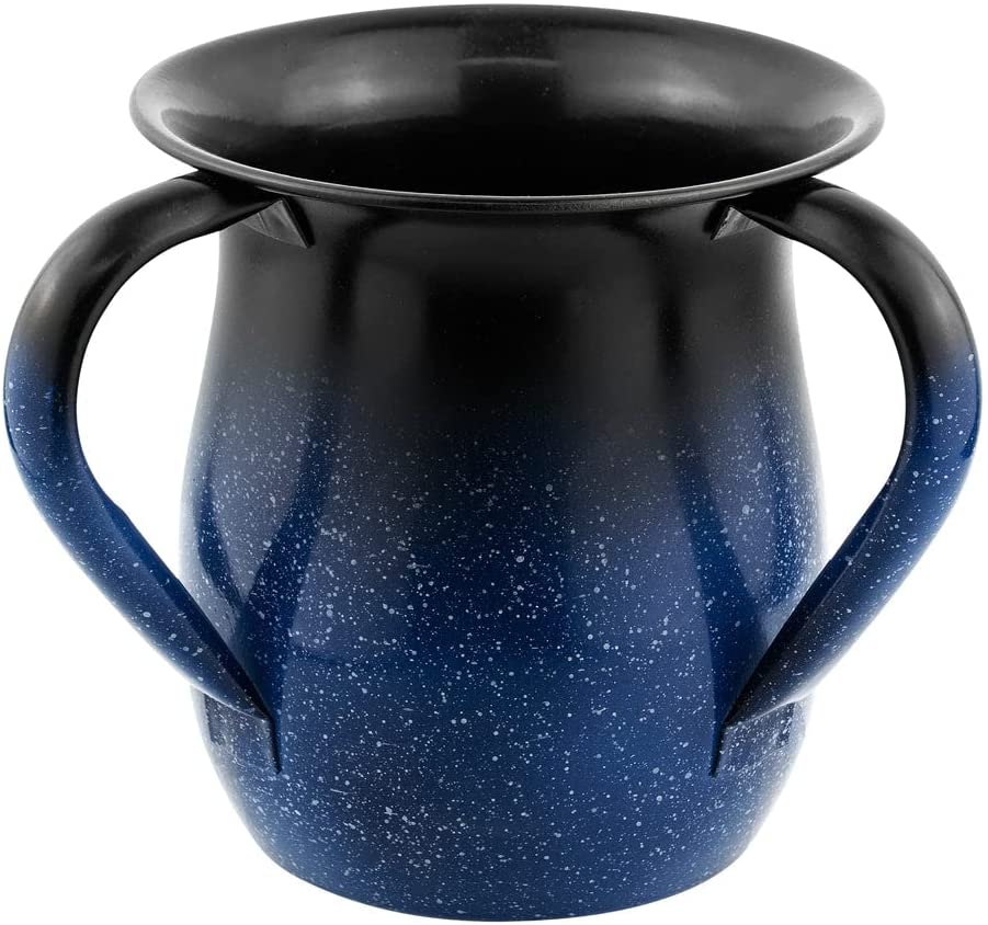 (D) Judaica Stainless Steel Wash Cup with Stone Decor (Blue Ombre)