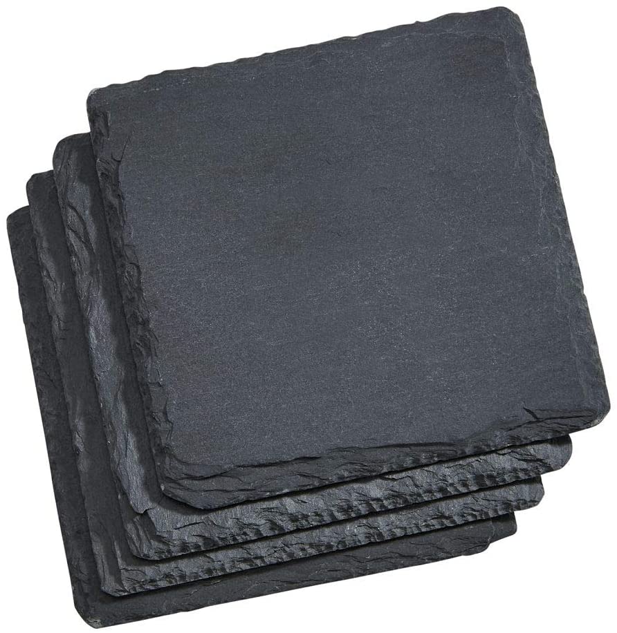 (D) Set of 4 Natural Slate Coasters for Drinks 4