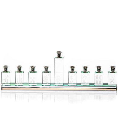 (D) Judaica Menorah Crystal Mah Jong Candleholder Hanukkah Traditional Decor