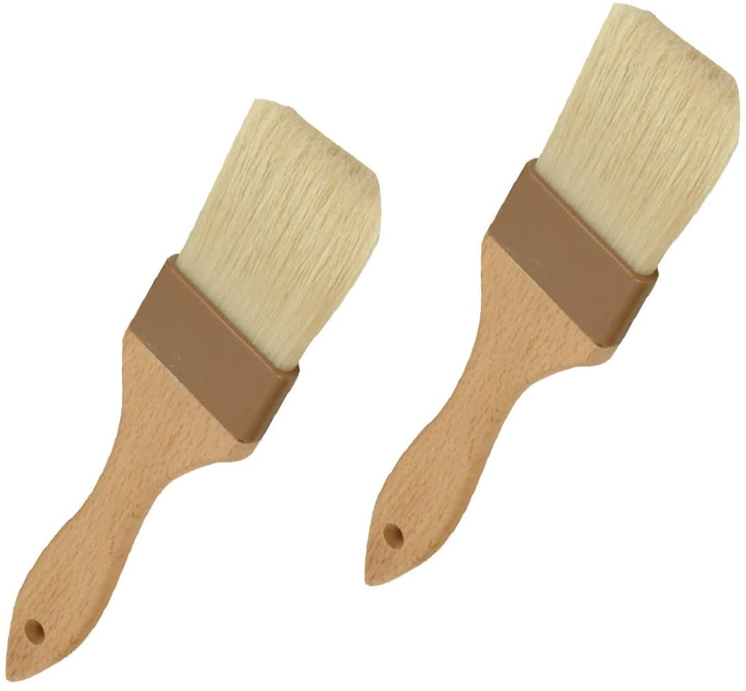 Wooden Pastry Brushes for Baking 2 Inch, Flat Boar Bristles, Bakeware Set of (2 PC)