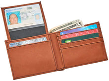 (D) Leatherette Bill Fold 4.5" x 3.75" Wallet for Men Minimalist (Brown)