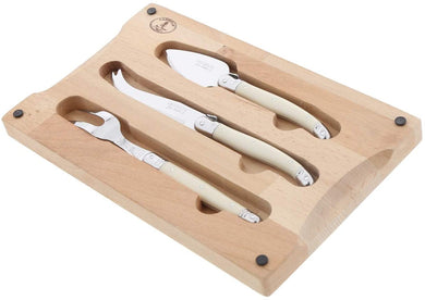 (D) Laguiole French Parmesan Cheese Set 3pc in Convertible Storage Board Vintage