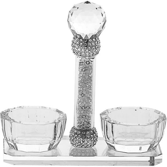 (D) Judaica Crystal with Crushed Stones And Crystal Ball 10''