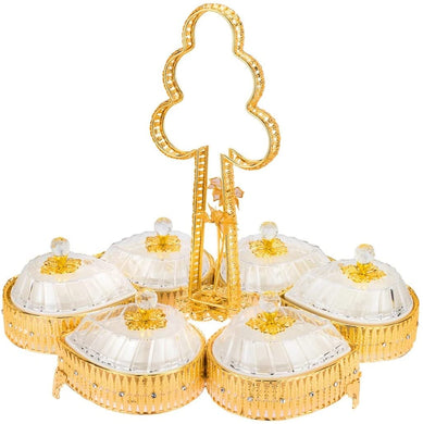 Italian Collection Gold Sectional Сandy Serving Tray (Drops with 6 Bowls)