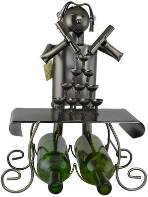 (D) Large Professional Bartender Wine Bottle Holder Silver Decor for Bar Counter