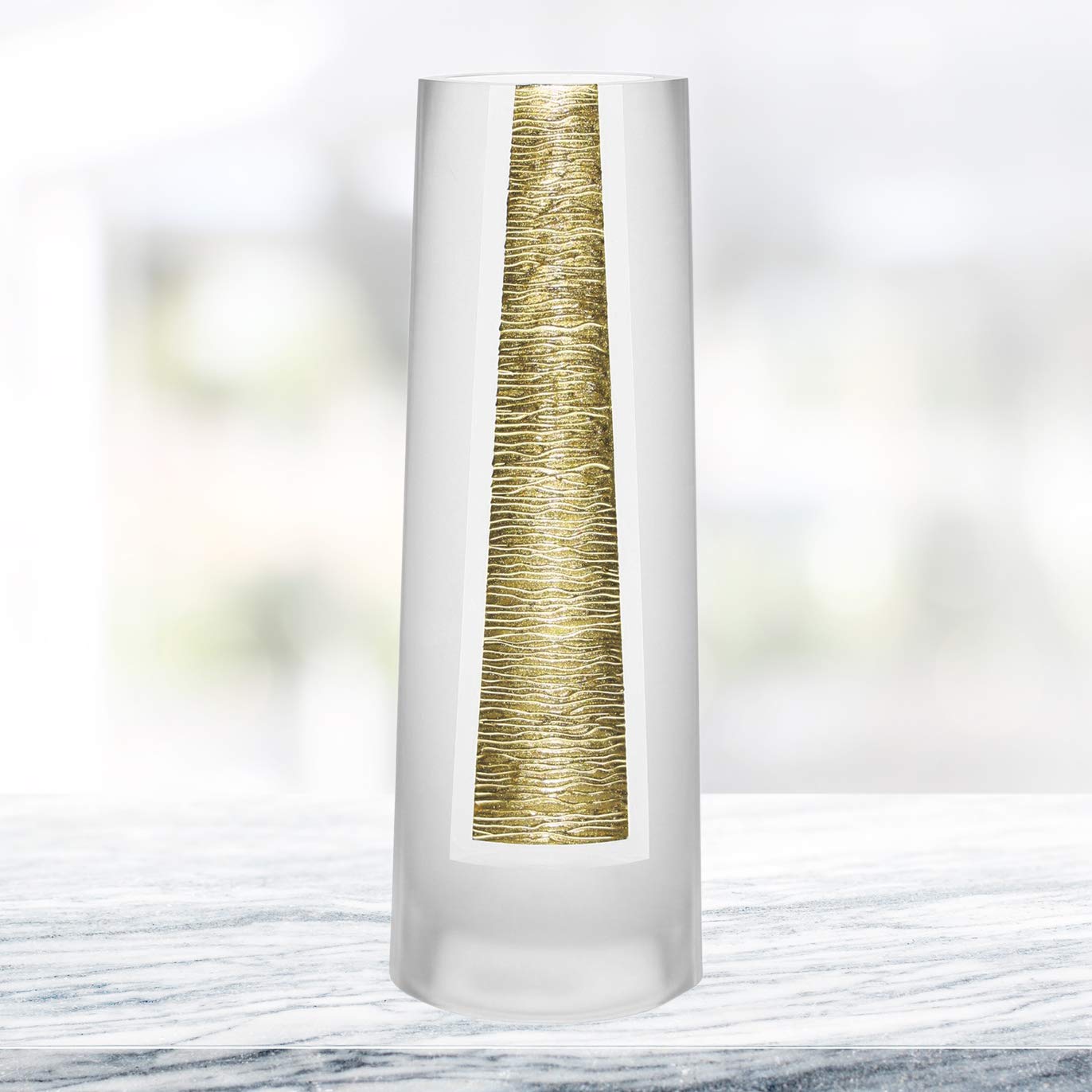 (D) Handcrafted 'Gold Standard' Flower Vase 10.5" H with Gold Metallic Accent