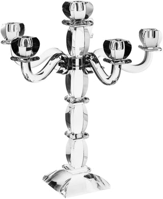 (D) Candelabra Crystal Silver 6 Branches Clear Judaica Holiday Centrepiece