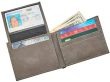 (D) Leatherette Bill Fold 4.5" x 3.75" Wallet for Men Minimalist (Grey)