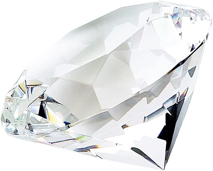 (D) Bright Optic Diamond Shaped Paperweight Desk, Gift for Boss