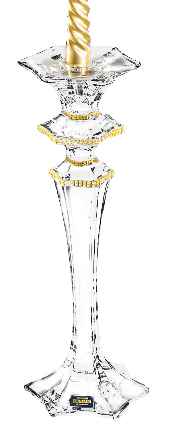 Italian Collection Medium Crystal Candlestick, Decorated with Swarovski Crystal