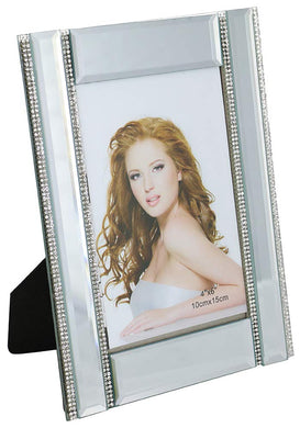 (D) Decorative Handmade Photo Frame with 4 Thin Crystal Lines,Table Frame