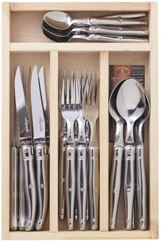 (D) Laguiole French, Flatware Set with 24-pc, Vintage (2 PACK) (Steel)