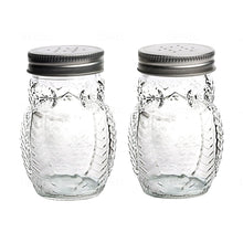 (D) Vintage Glass Salt and Pepper Shakers 2Pc Set with Metal Lids For Spices 5oz