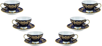 Bone China Miniature Espresso Coffee Set Cobalt Blue Design with Gold Ornament