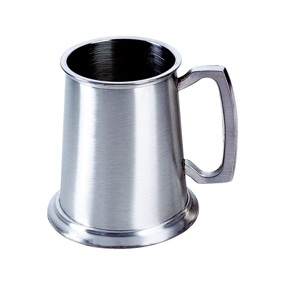 (D) Silver Steel Beer Mug, Pewter Beer Cups 16 Oz Beer Glasses (Matte)