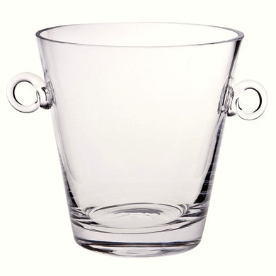 (D) Handcrafted 'Manhattan' Lead Free Crystal Ice Bucket with Ringed Handles