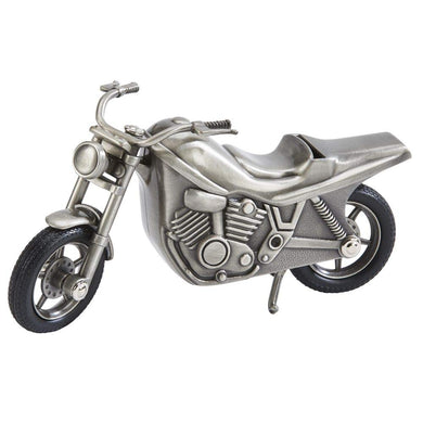 (D) Gifts for Men who Have Everything Coin Jar for Adults Silver Motorcycle Bank