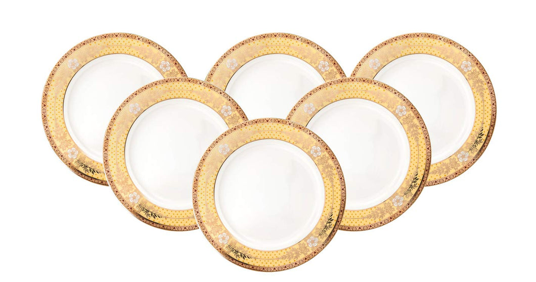 Royalty Porcelain 6-pc Yellow Gold 'Сhamomile' Set of Plates for 6 (Salad 8)