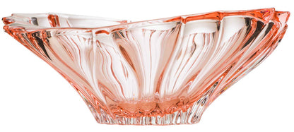 Bohemian Crystal 'Aurum' Centerpiece Vase, Pink Fruit Bowl 13"W (Pink)